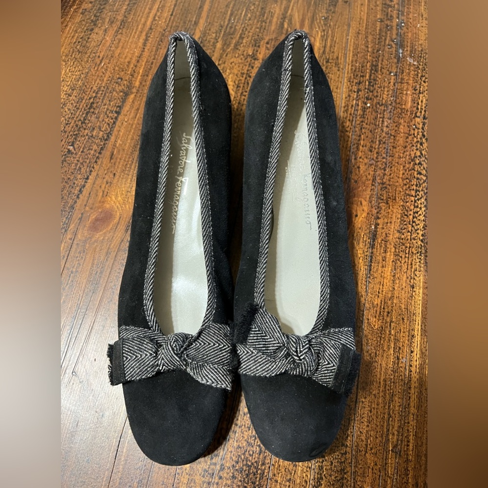 Salvatore Ferragamo Suede Bow Heels